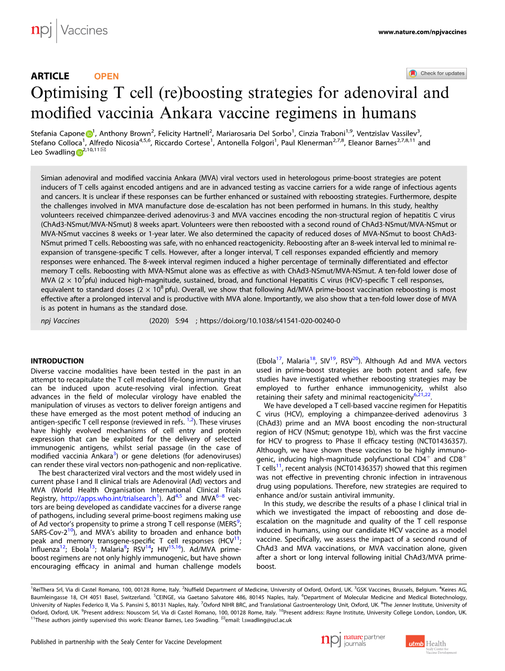 Boosting Strategies for Adenoviral and Modified Vaccinia Ankara