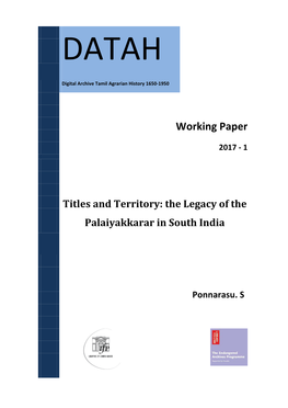 Working Paper-1- Authority Through Titles and Territories