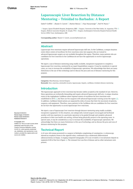 Laparoscopic Liver Resection by Distance Mentoring – Trinidad to Barbados: a Report