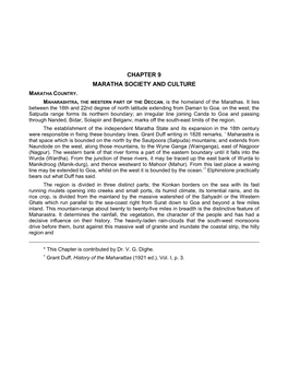 Chapter 9 Maratha Society and Culture Maratha Country
