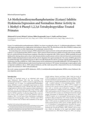 Inhibits Dyskinesia Expression and Normalizes Motor Activity in 1-Methyl-4-Phenyl-1,2,3,6-Tetrahydropyridine-Treated Primates
