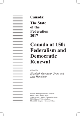 Canada at 150: Federalism and Democratic Renewal