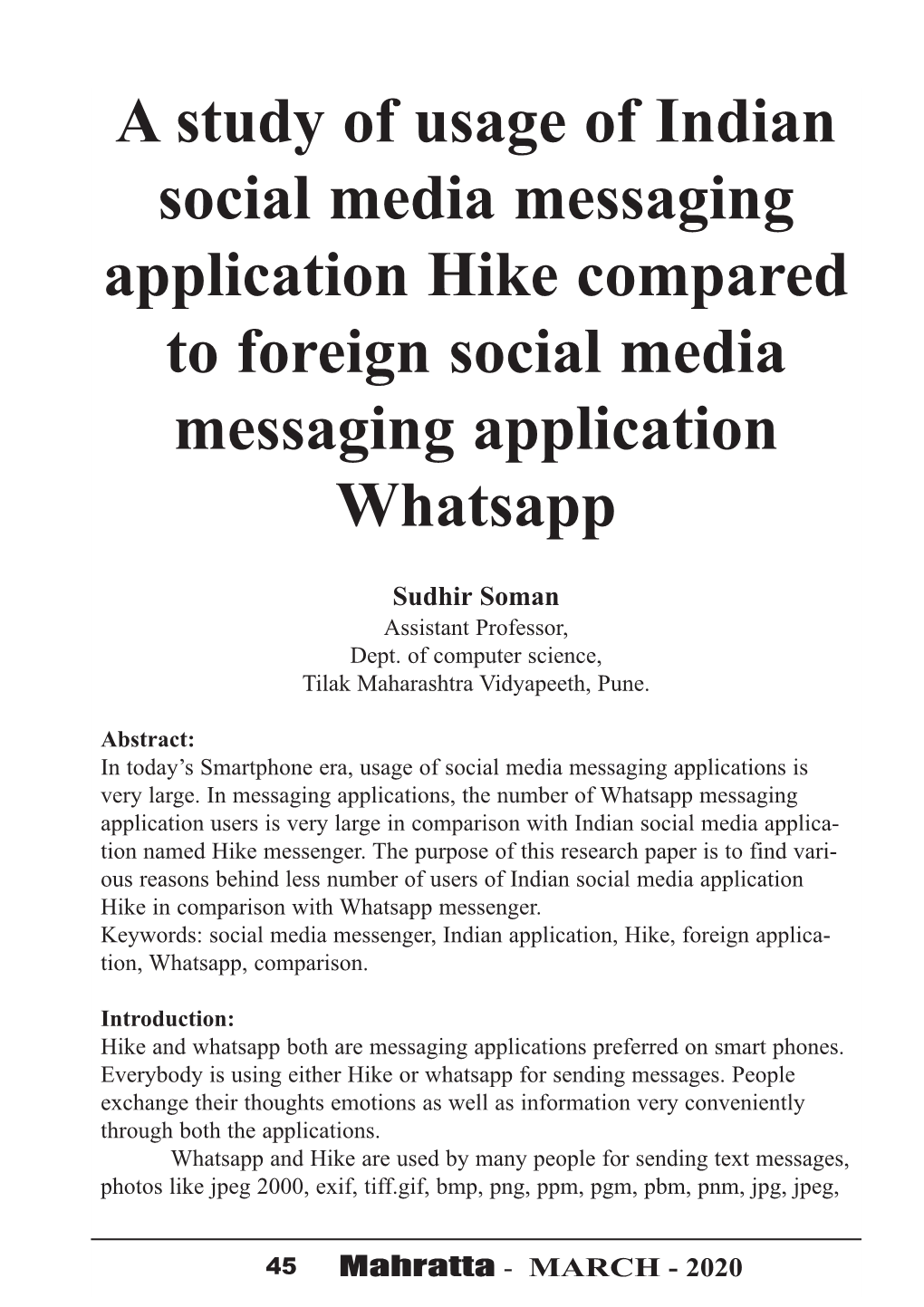 Paper 8 a Study of Usage of Indian Social Media