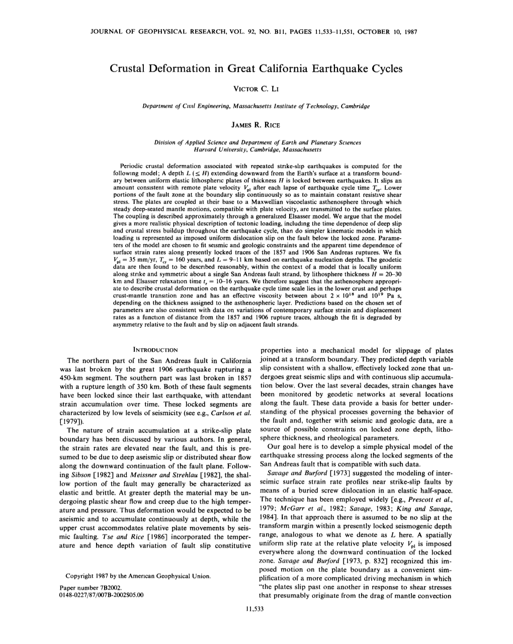 Crustal Deformation in Great California Earthquake Cycles