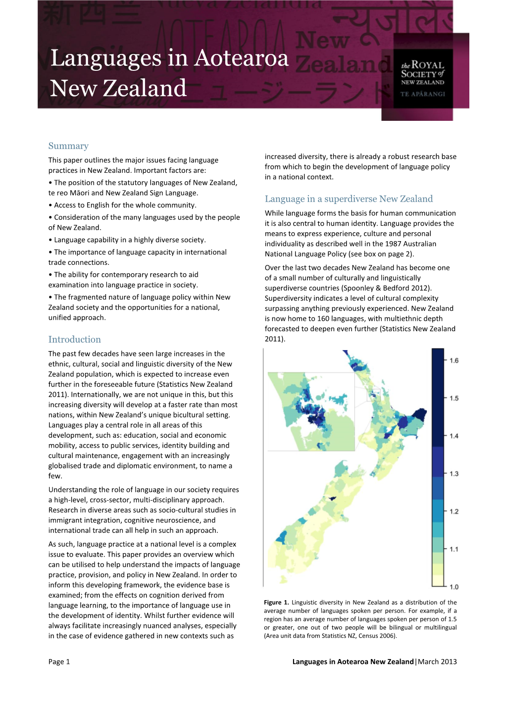 Languages in Aotearoa New Zealand