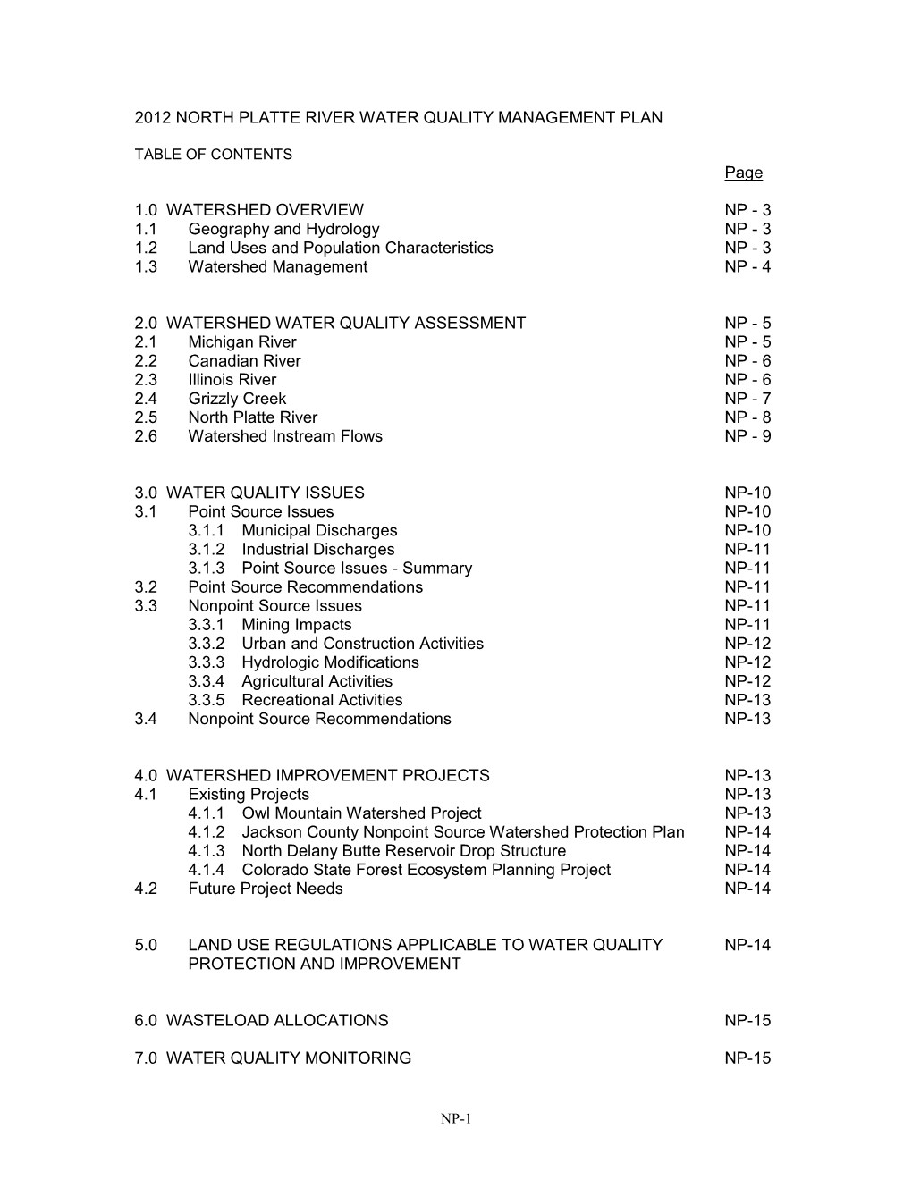 North Platte Watershed Plan