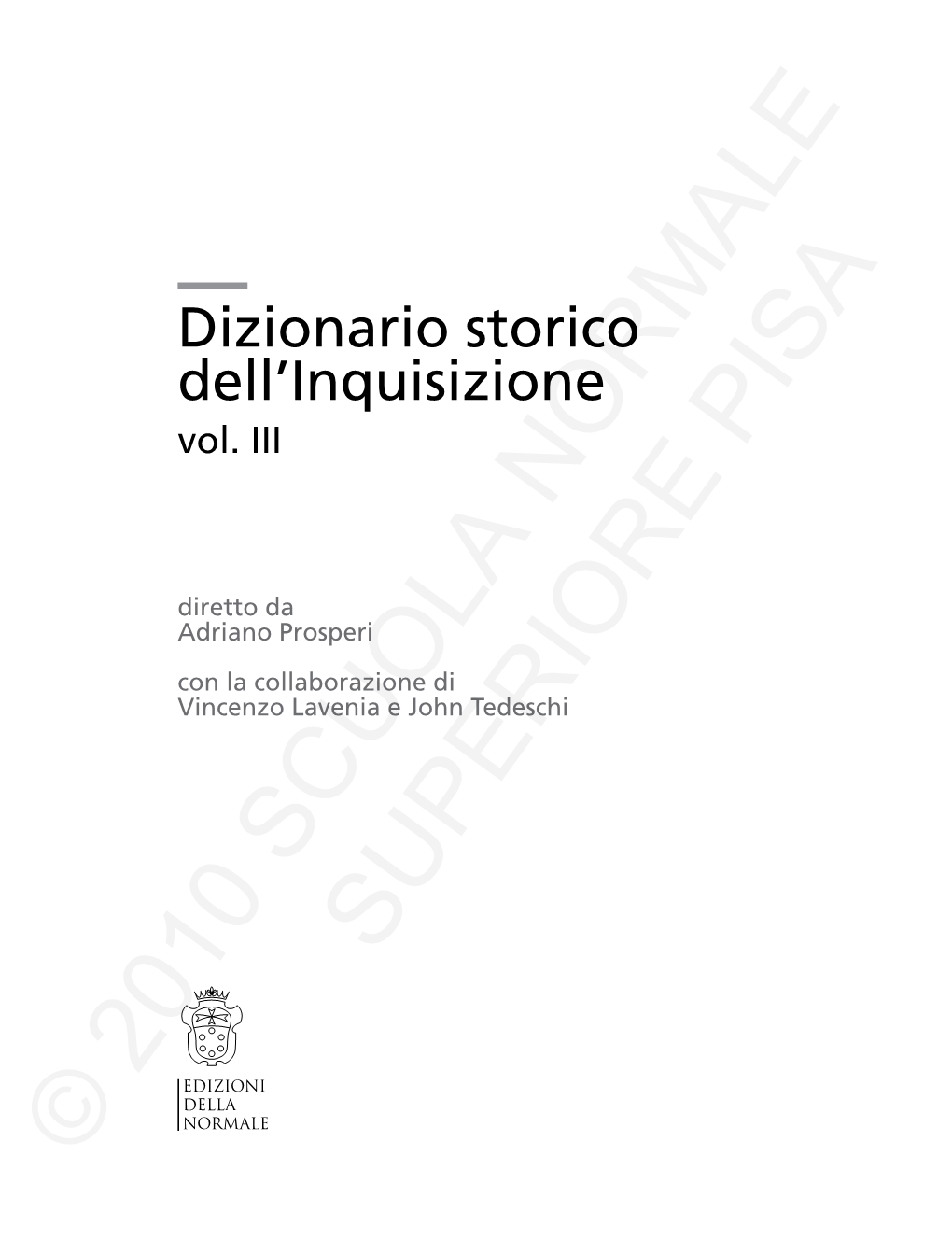 Dizionario Storico Dell'inquisizione