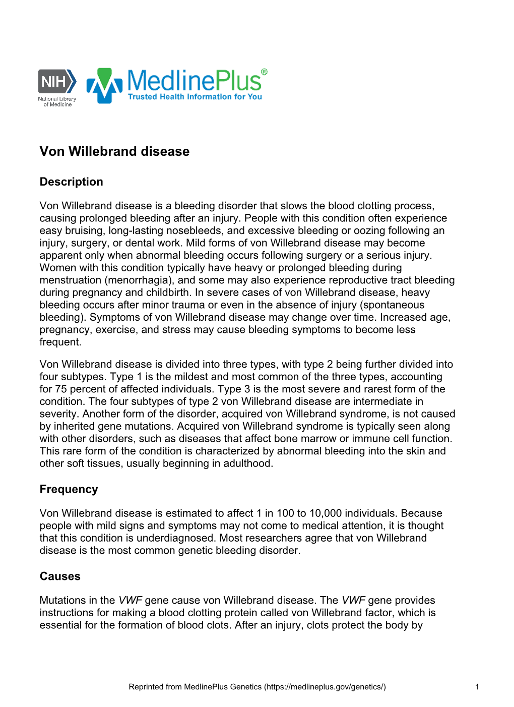 Von Willebrand Disease