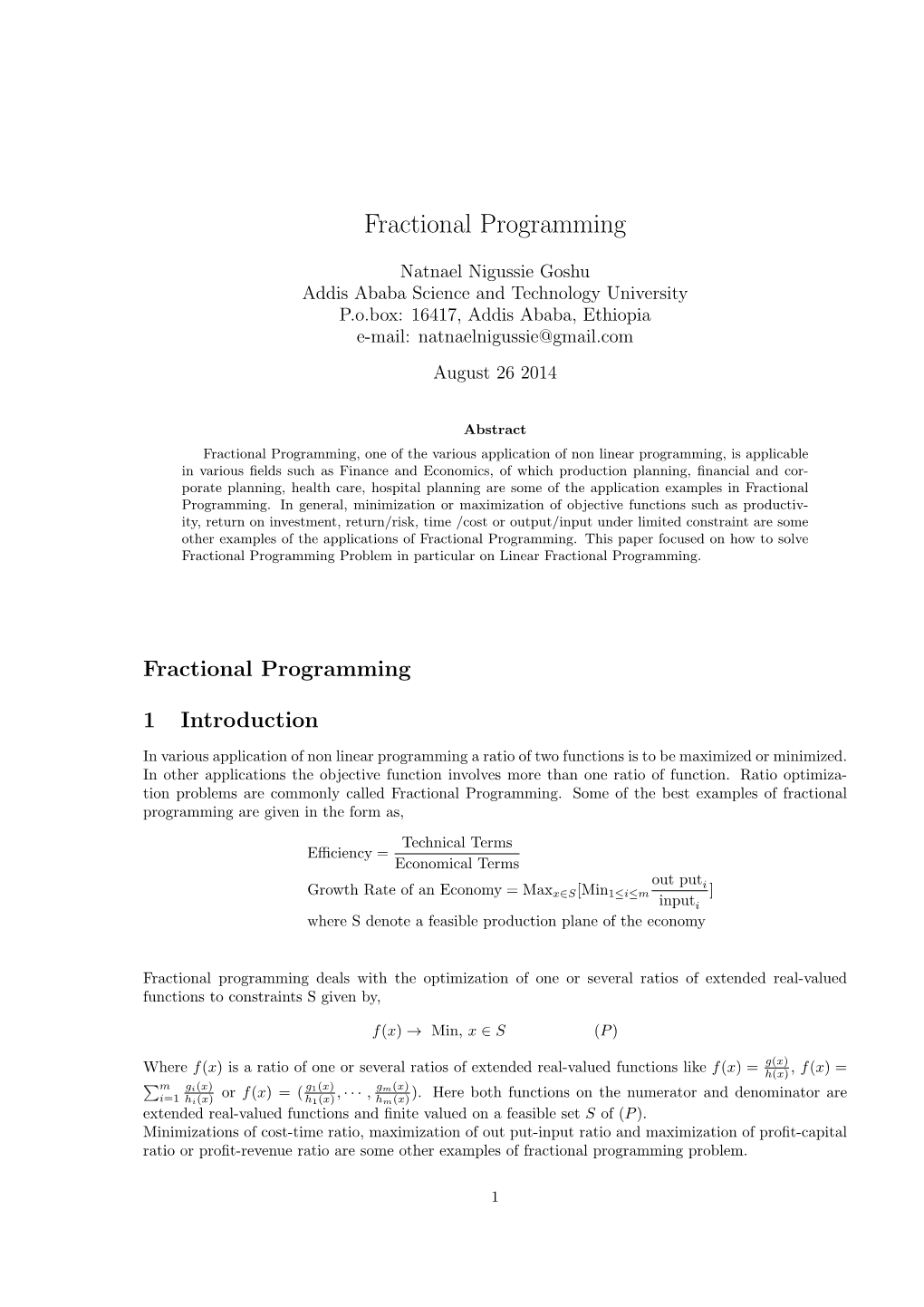 Fractional Programming