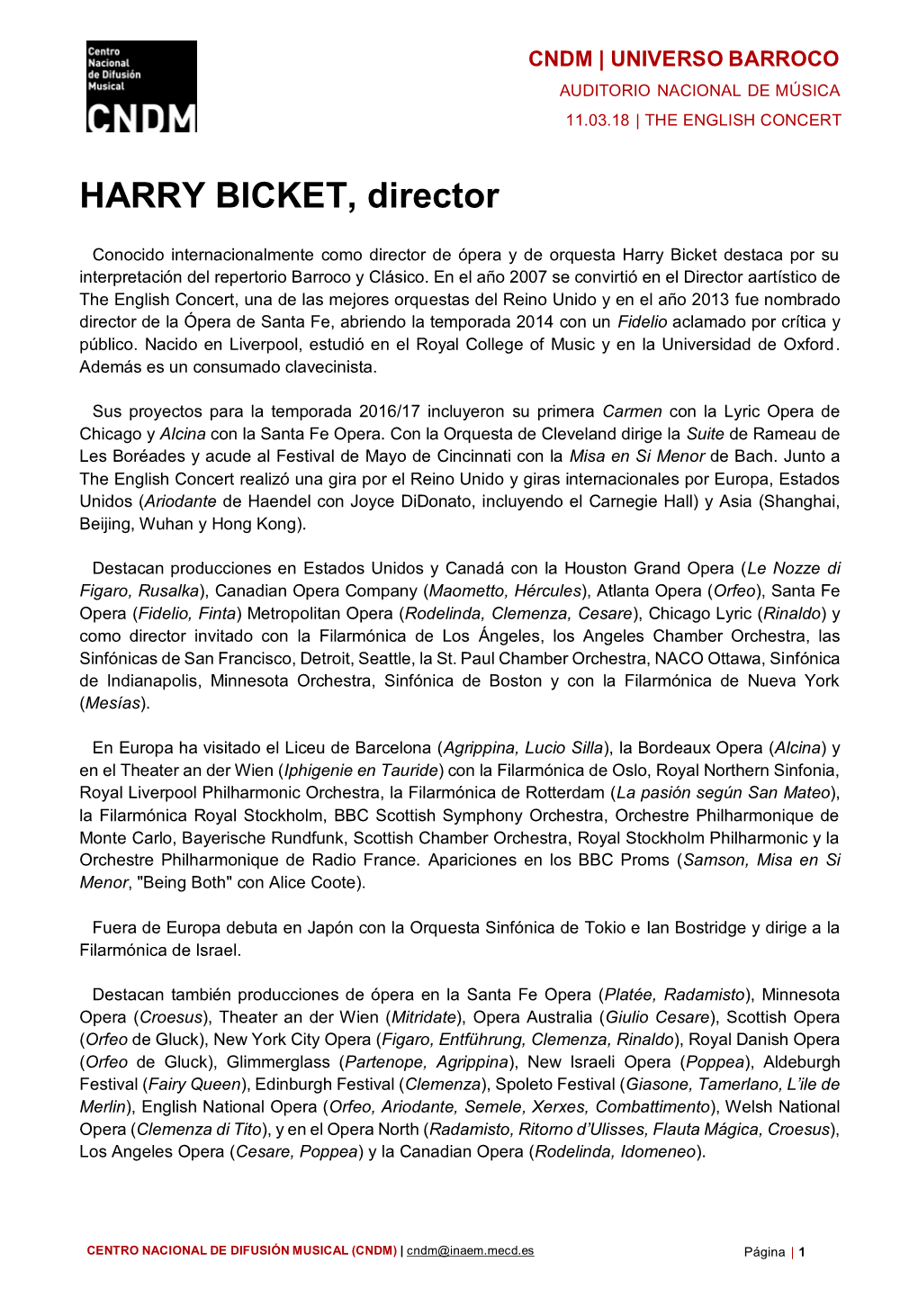 HARRY BICKET, Director