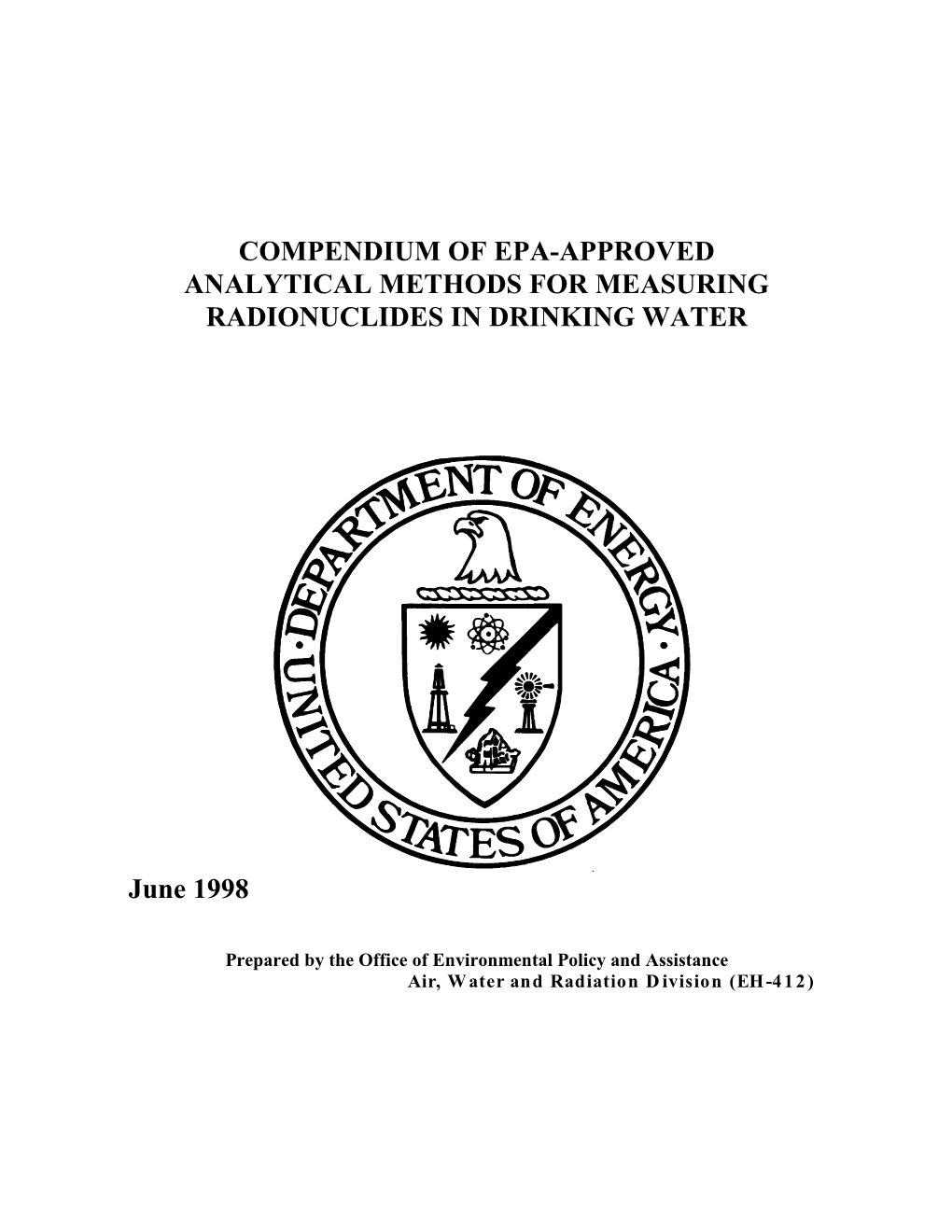 Compendium of Epa-Approved Analytical Methods for Measuring Radionuclides in Drinking Water