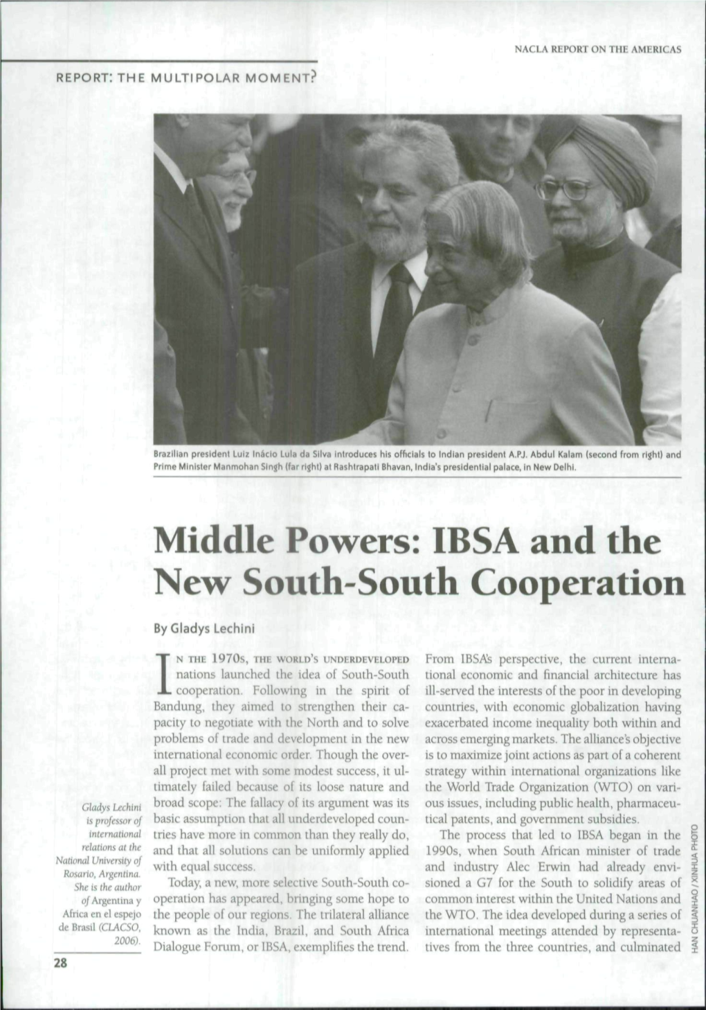 Middle Powers: IBSA and the New South-South Cooperation