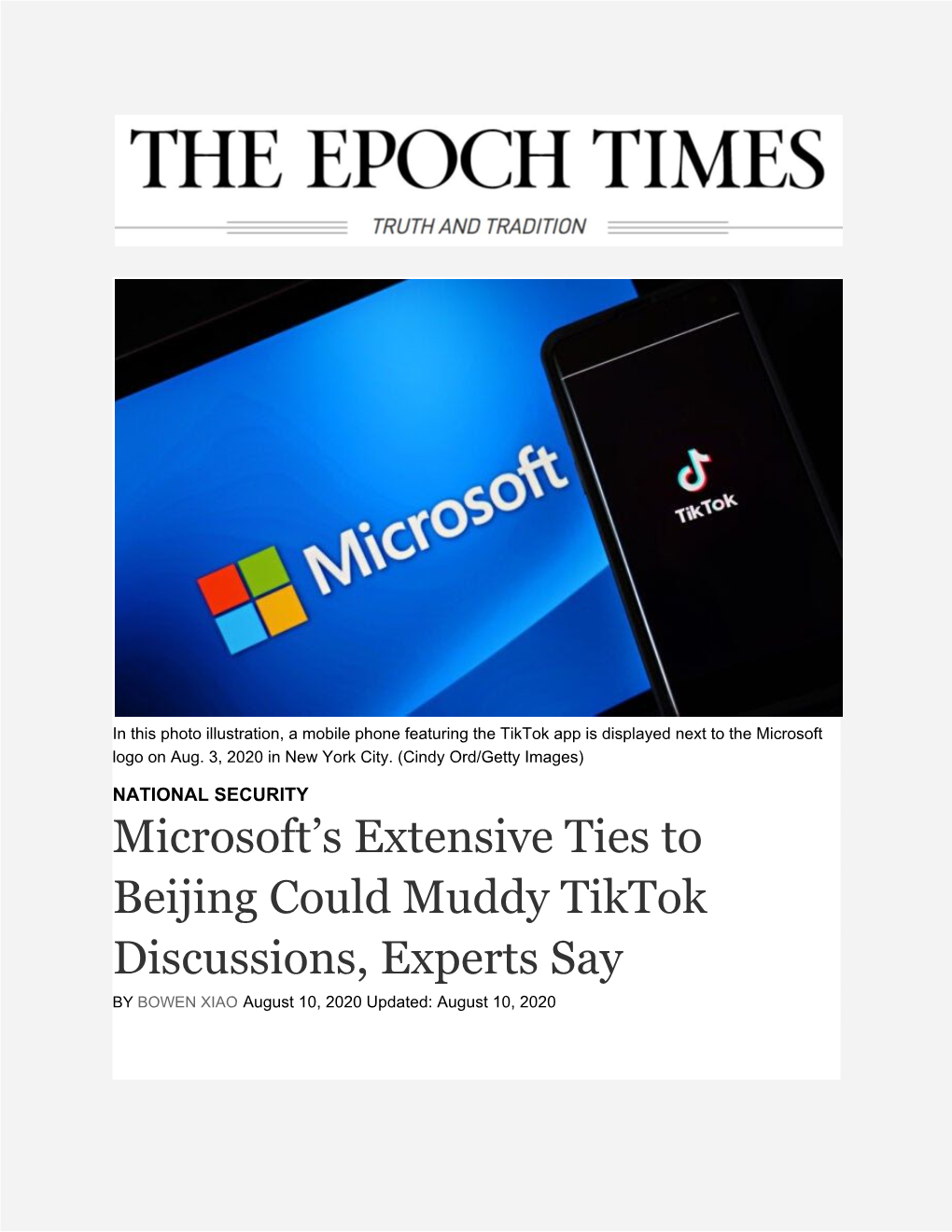 Microsoft's Extensive Ties to Beijing Could Muddy Tiktok Discussions, Experts
