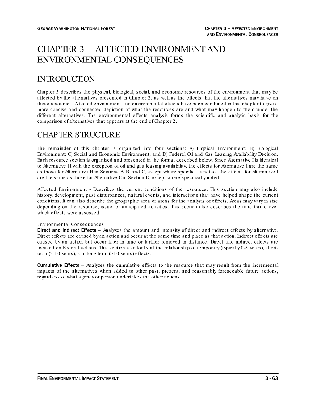 Physical Environment, Affected Environment and Environmental