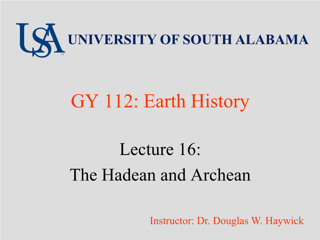 GY 112: Earth History