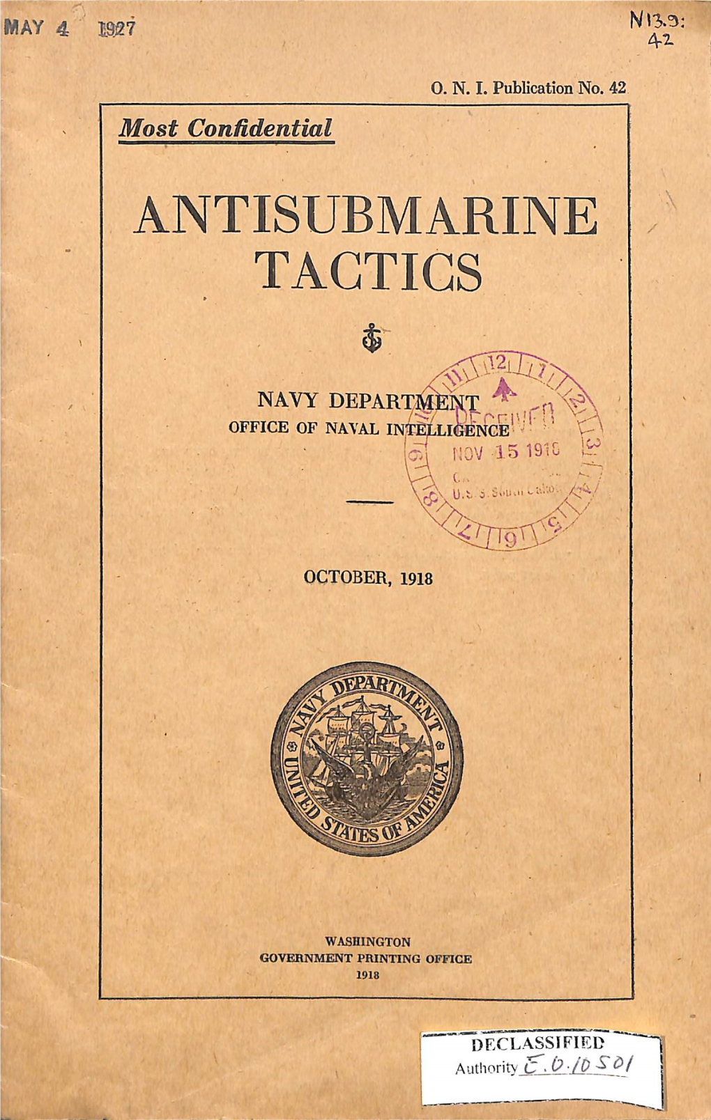 No. 42 Antisubmarine Tactics October 1918