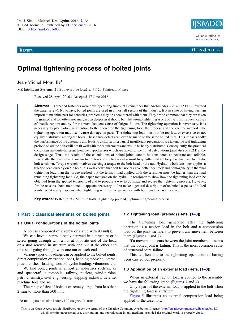 Optimal Tightening Process of Bolted Joints