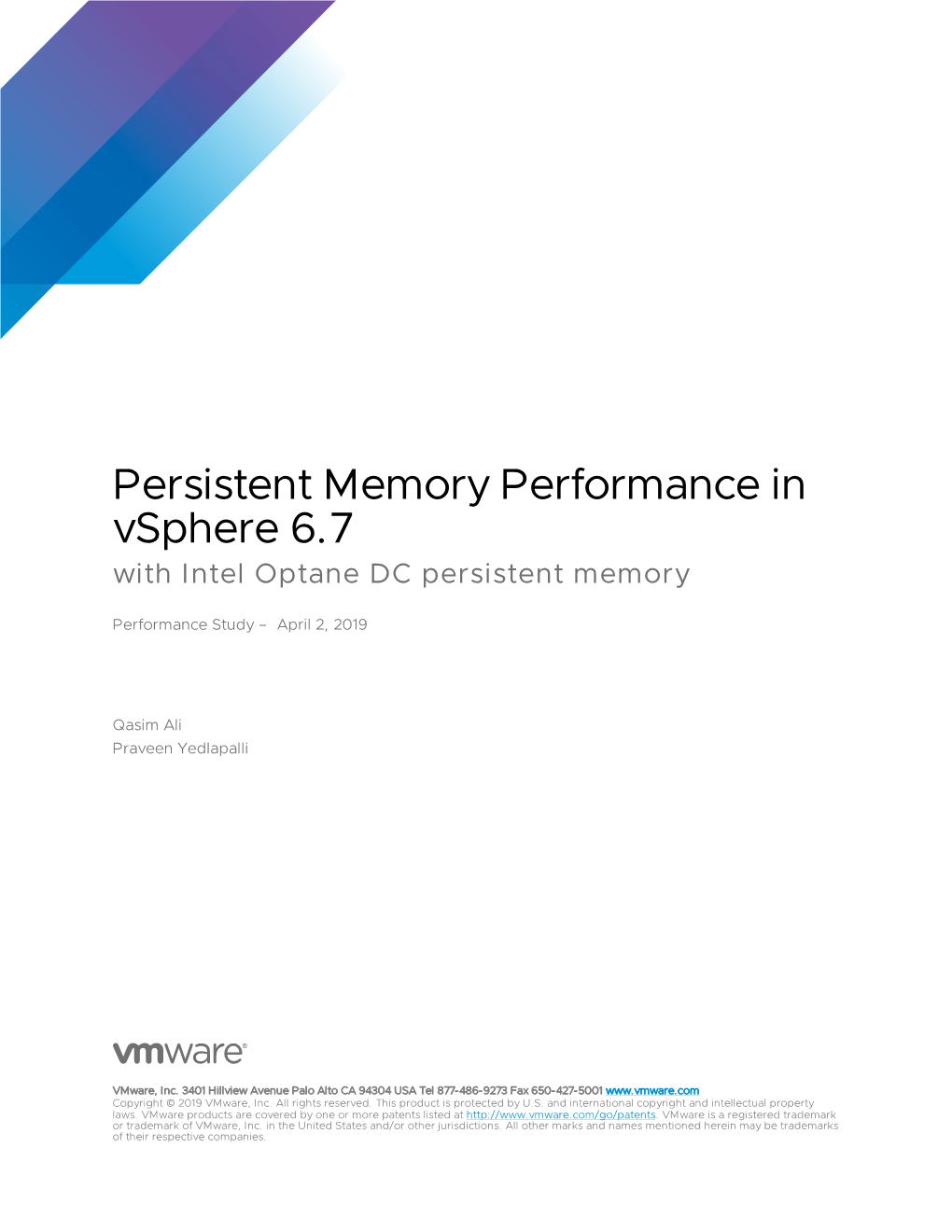 PMEM Performance in Vsphere 6.7 with Intel Optane DC Persistent