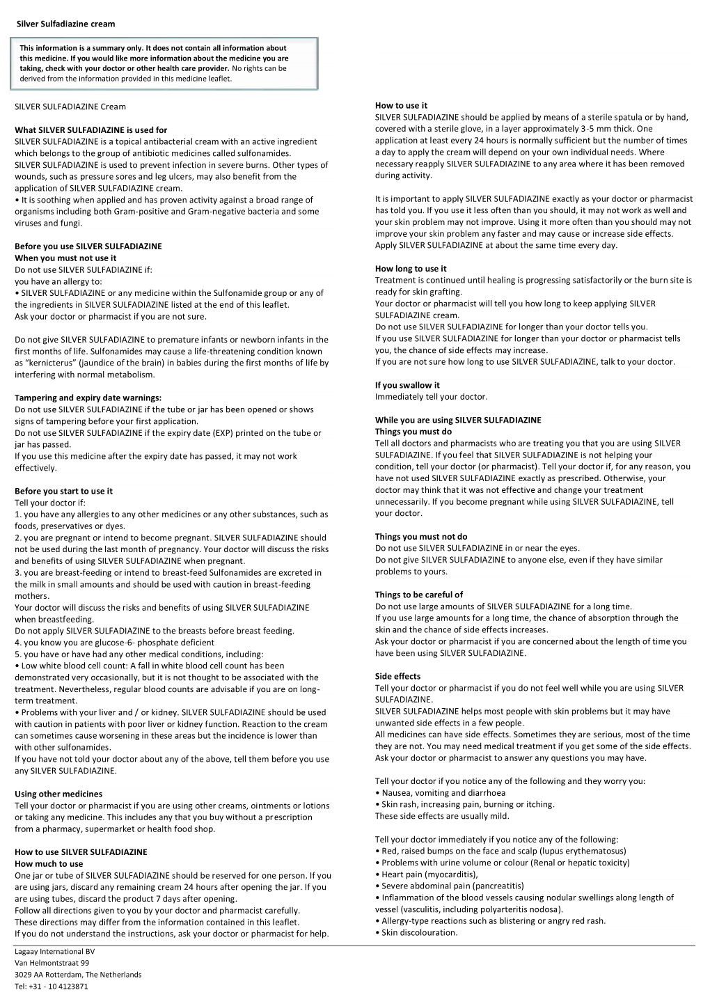 Silver Sulfadiazine Cream SILVER SULFADIAZINE