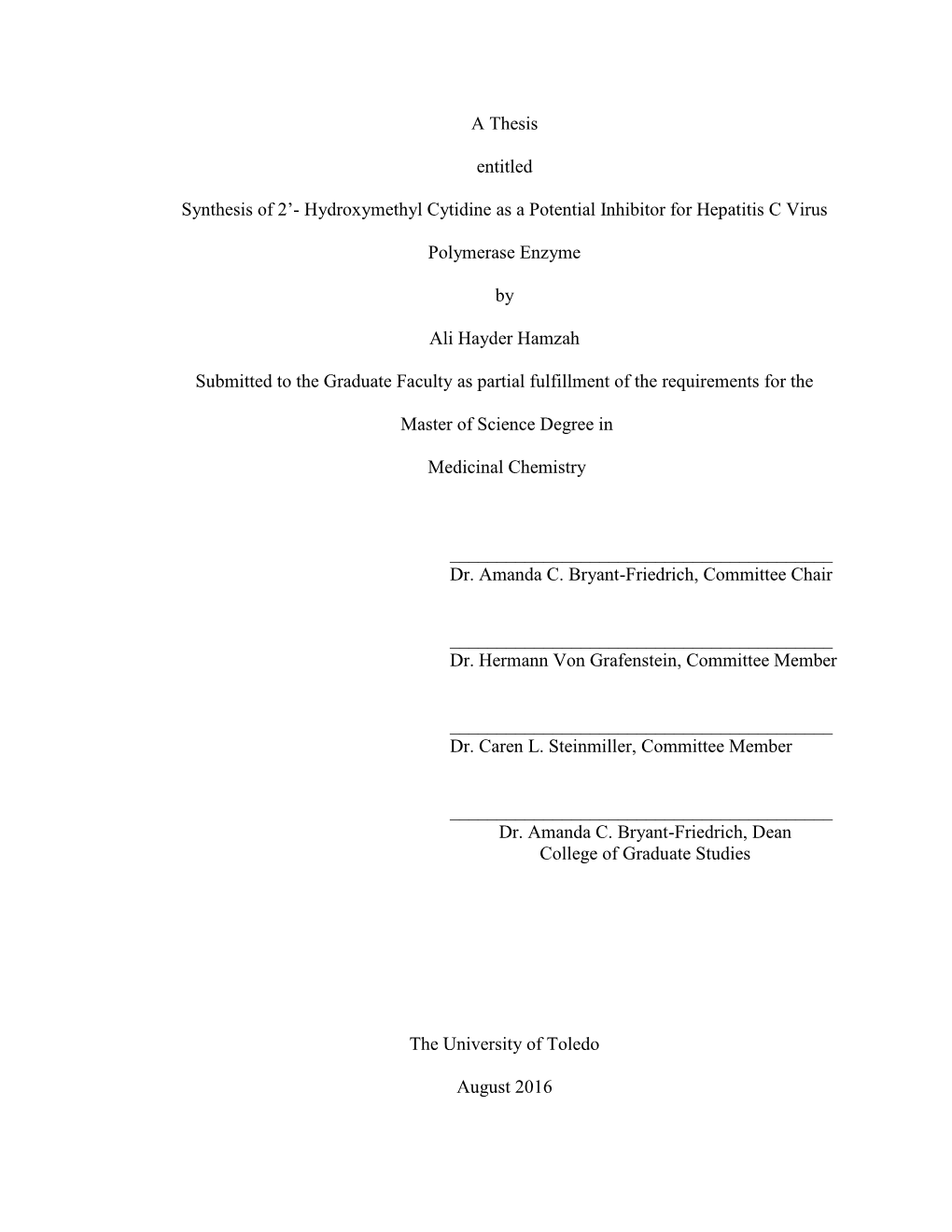 Hydroxymethyl Cytidine As a Potential Inhibitor for Hepatitis C Virus