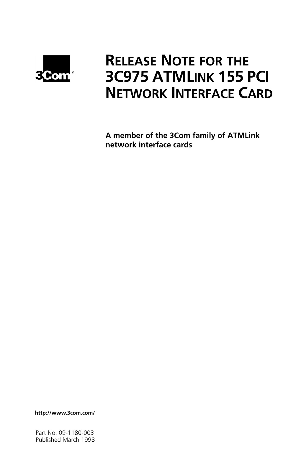 3C975 Atmlink 155 Pci Network Interface Card