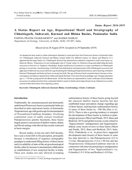 A Status Report on Age, Depositional Motif and Stratigraphy of Chhattisgarh, Indravati, Kurnool