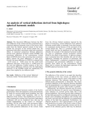 An Analysis of Vertical Deflections Derived from High-Degree Spherical