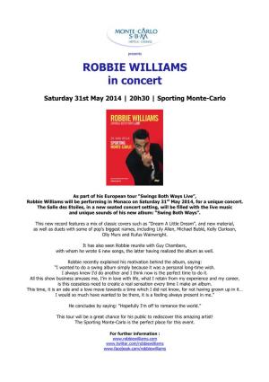 ROBBIE WILLIAMS in Concert