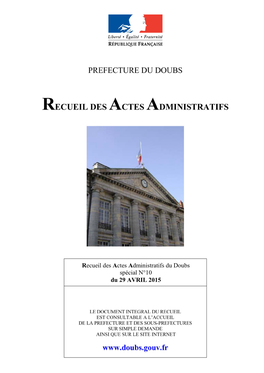 Recueil Des Actes Administratifs Du 29 Avril 2015