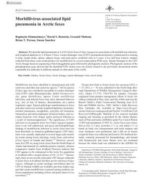 Morbillivirus-Associated Lipid Pneumonia in Arctic Foxesstimmelmayr Et Al