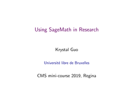 Using Sagemath in Research