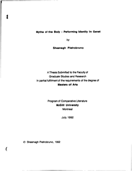 By a Thesis Submitted to the Faculty of Graduate Studies and Research Ln