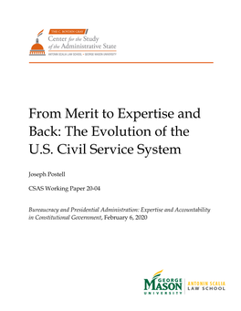 From Merit to Expertise and Back: the Evolution of the U.S. Civil Service System