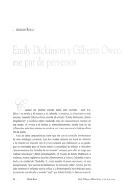 Emily Dickinson Ygilberto Owen: Ese Par De Perversos