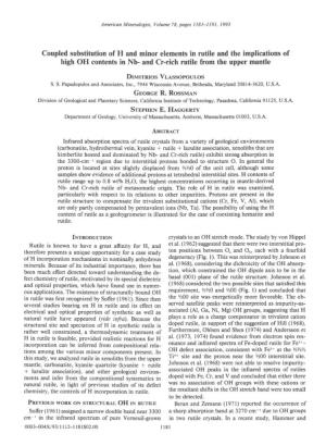 Coupled Substitution of H and Minor Elements in Rutile and The