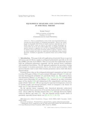 Equilibrium Measures and Capacities in Spectral Theory