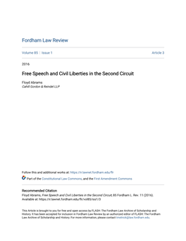 Free Speech and Civil Liberties in the Second Circuit