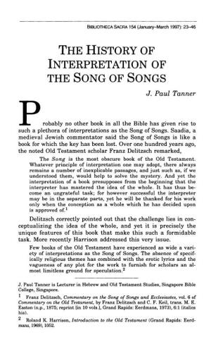 The History of Interpretation of the Song of Songs Ρ J