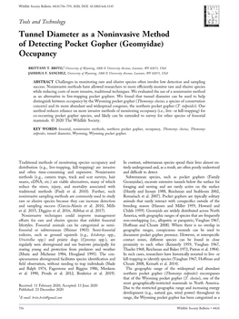 Tunnel Diameter As a Noninvasive Method of Detecting Pocket Gopher (Geomyidae) Occupancy