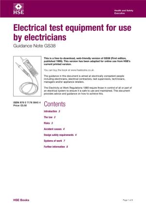 Electrical Test Equipment for Use by Electricians GS38