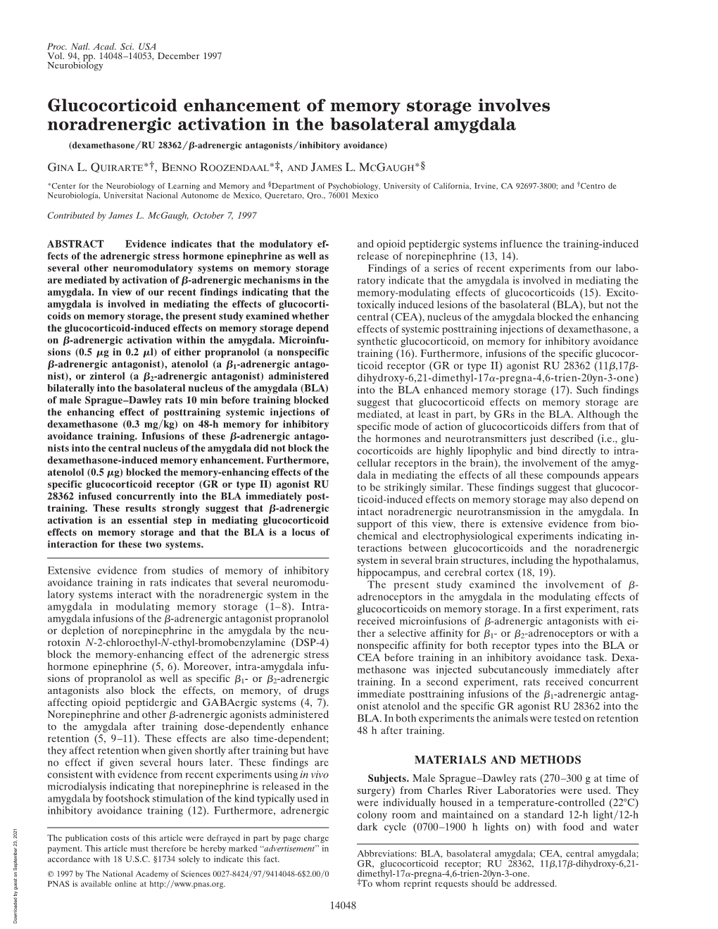 Glucocorticoid Enhancement of Memory Storage Involves