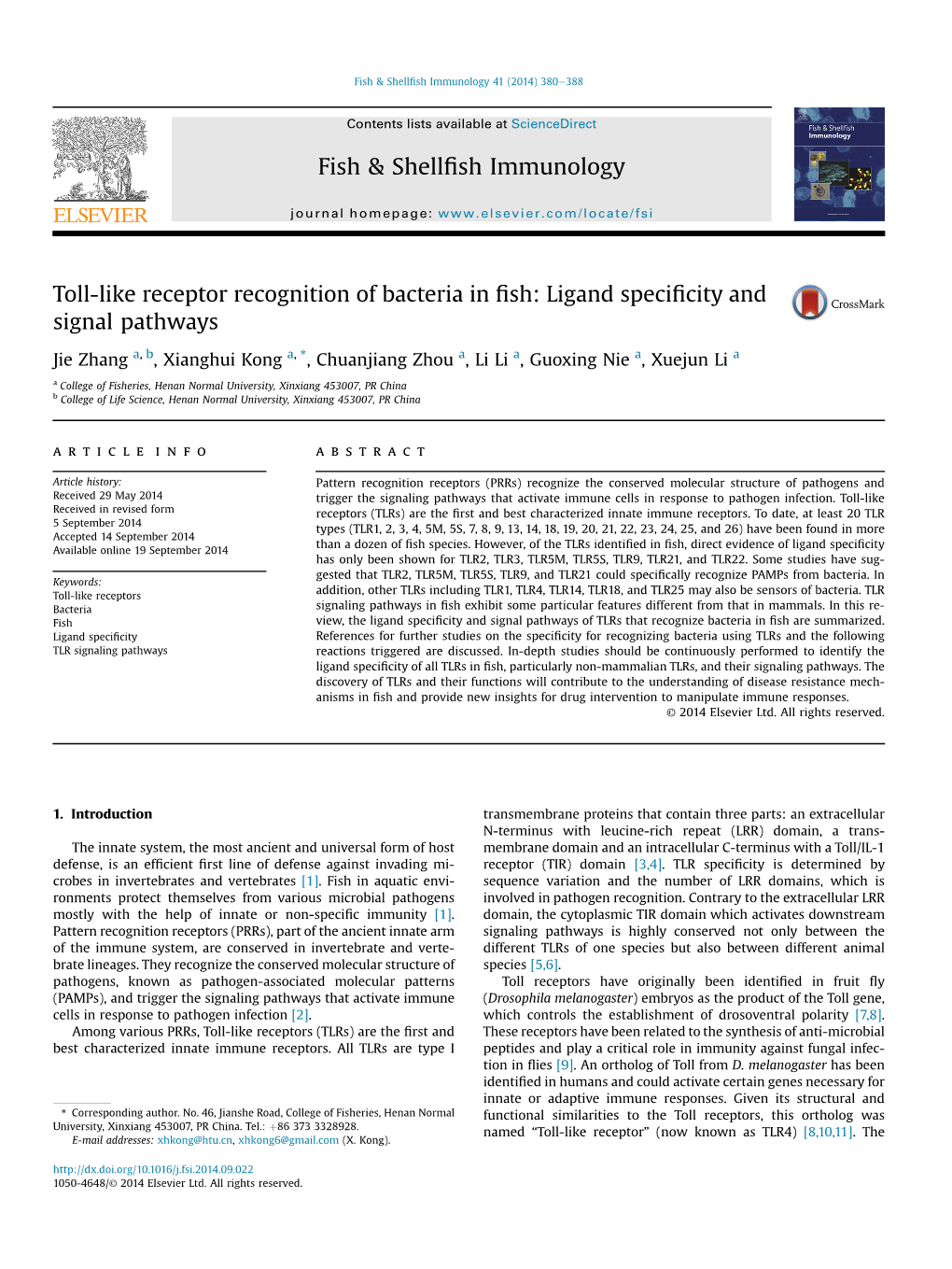 Toll-Like Receptor Recognition of Bacteria in Fish