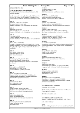 Radio 3 Listings for 14 – 20 May 2016 Page 1 Of