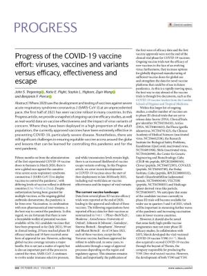 Progress of the COVID-19 Vaccine Effort: Viruses, Vaccines