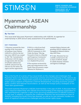 Myanmar's ASEAN Chairmanship