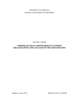 Corporate Social Responsibility in Sports Organizations: the Analysis of the Surf Industry