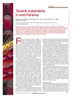 Towards Sustainability in World Fisheries