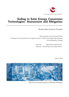 Soiling in Solar Energy Conversion Technologies: Assessment and Mitigation