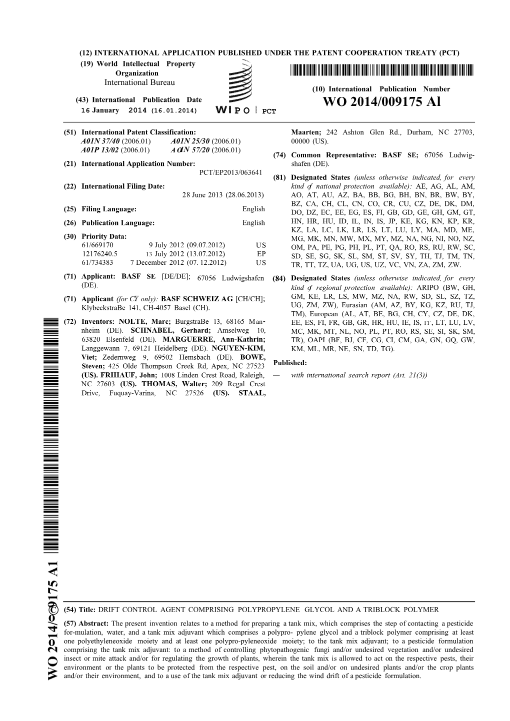 WO 2014/009175 Al 16 January 2014 (16.01.2014) P O PCT