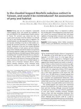 Is the Clouded Leopard Neofelis Nebulosa Extinct in Taiwan, and Could It Be Reintroduced? an Assessment of Prey and Habitat
